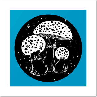 Amanitas night forest Posters and Art